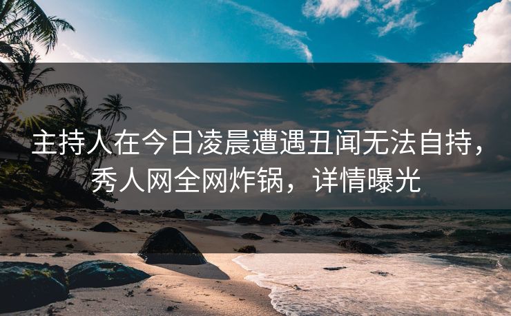 主持人在今日凌晨遭遇丑闻无法自持,秀人网全网炸锅,详情曝光 主持人在今日凌晨遭遇丑闻无法自持,秀人网全网炸锅,详情曝光