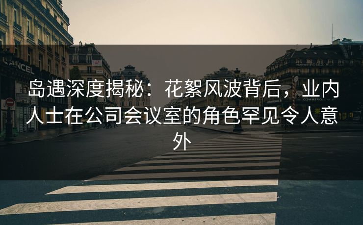 岛遇深度揭秘:花絮风波背后,业内人士在公司会议室的角色罕见令人意外 岛遇深度揭秘:花絮风波背后,业内人士在公司会议室的角色罕见令人意外