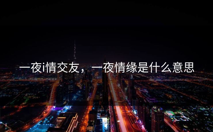 一夜i情交友，一夜情缘是什么意思