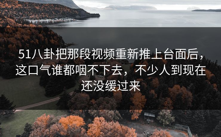51八卦把那段视频重新推上台面后，这口气谁都咽不下去，不少人到现在还没缓过来
