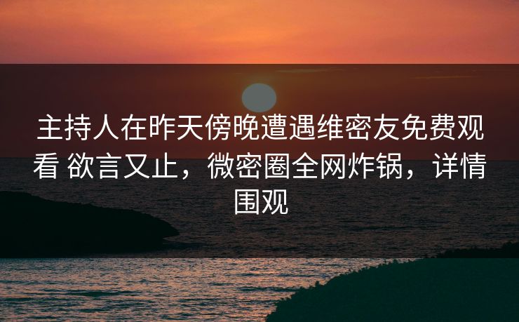主持人在昨天傍晚遭遇维密友免费观看 欲言又止，微密圈全网炸锅，详情围观