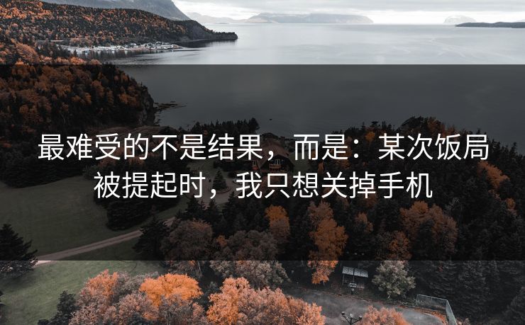最难受的不是结果，而是：某次饭局被提起时，我只想关掉手机